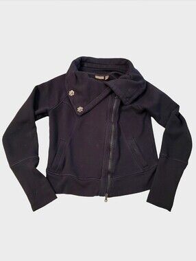 Zella Black Into Balance Convertible Asymmetrical Zip Jacket Medium